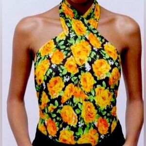 NWT Zara Yellow Rose Halter